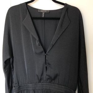 NWOT BCBG Maxazria black satin romper
